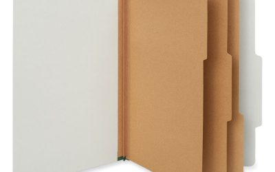 Eight-Section Pressboard Classification Folders, 3″ Expansion, 3 Dividers, 8 Fasteners, Legal Size, Gray Exterior, 10/Box