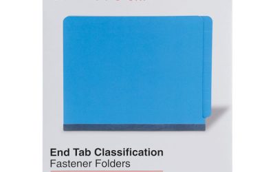 Deluxe Six-Section Pressboard End Tab Classification Folders, 2 Dividers, 6 Fasteners, Letter Size, Cobalt Blue, 10/Box