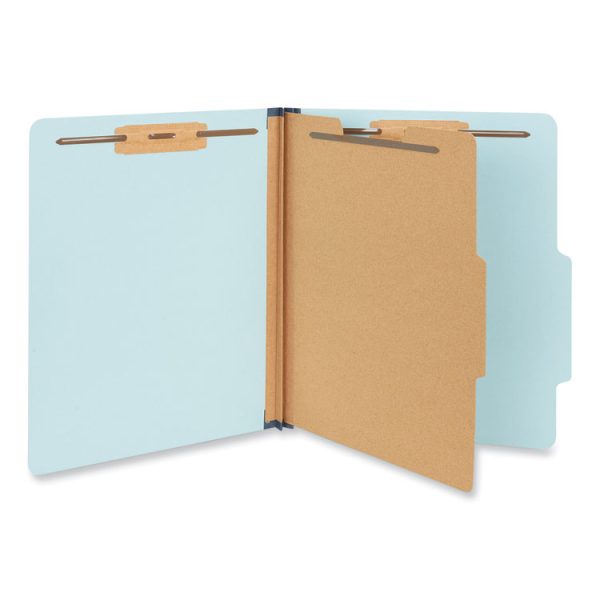 Four-Section Pressboard Classification Folders, 1.75" Expansion, 1 Divider, 4 Fasteners, Letter Size, Light Blue, 20/Box - Image 2