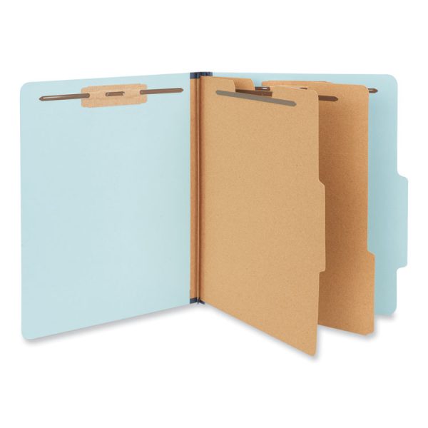 Six-Section Pressboard Classification Folders, 2.5" Expansion, 2 Dividers, 6 Fasteners, Letter Size, Light Blue, 20/Box - Image 2