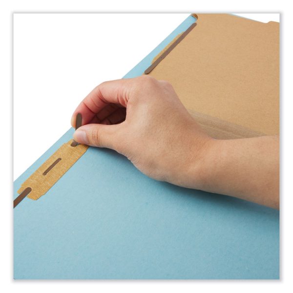 Six-Section Classification Folders, Heavy-Duty Pressboard Cover, 2 Dividers, 6 Fasteners, Legal Size, Light Blue, 20/Box - Image 4