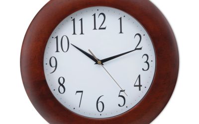 Round Wood Wall Clock, 12.75″ Overall Diameter, Cherry Case, 1 Aa (sold Separately)