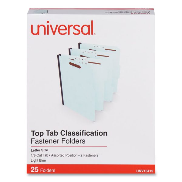 Top Tab Classification Folders, 1" Expansion, 2 Fasteners, Letter Size, Light Blue Exterior, 25/Box - Image 2