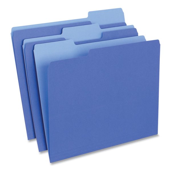 Deluxe Colored Top Tab File Folders, 1/3-Cut Tabs: Assorted, Letter Size, Blue/Light Blue, 100/Box - Image 2