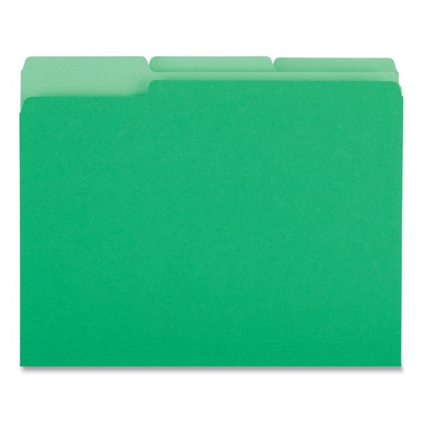 Deluxe Colored Top Tab File Folders, 1/3-Cut Tabs: Assorted, Letter Size, Green/Light Green, 100/Box - Image 4