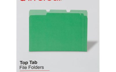 Deluxe Colored Top Tab File Folders, 1/3-Cut Tabs: Assorted, Letter Size, Green/Light Green, 100/Box