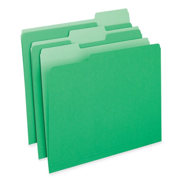 Deluxe Colored Top Tab File Folders, 1/3-Cut Tabs: Assorted, Letter Size, Green/Light Green, 100/Box - Image 2