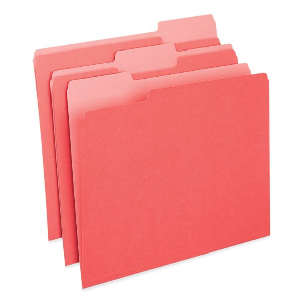 Deluxe Colored Top Tab File Folders, 1/3-Cut Tabs: Assorted, Letter Size, Red/Light Red, 100/Box - Image 2