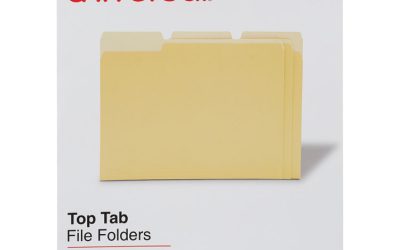 Deluxe Colored Top Tab File Folders, 1/3-Cut Tabs: Assorted, Letter Size, Yellow/Light Yellow, 100/Box
