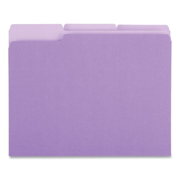 Deluxe Colored Top Tab File Folders, 1/3-Cut Tabs: Assorted, Letter Size, Violet/Light Violet, 100/Box - Image 3