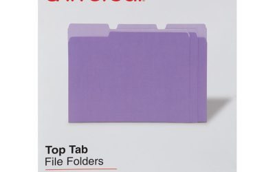 Deluxe Colored Top Tab File Folders, 1/3-Cut Tabs: Assorted, Letter Size, Violet/Light Violet, 100/Box