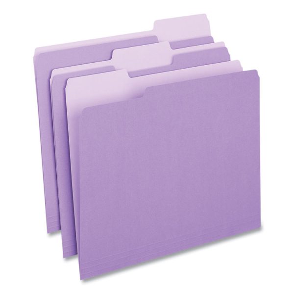 Deluxe Colored Top Tab File Folders, 1/3-Cut Tabs: Assorted, Letter Size, Violet/Light Violet, 100/Box - Image 2
