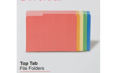 Deluxe Colored Top Tab File Folders, 1/3-Cut Tabs: Assorted, Letter Size, Assorted Colors, 100/Box