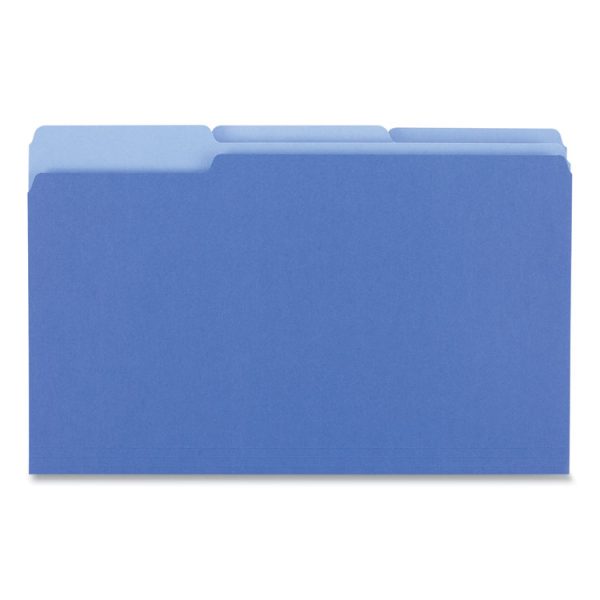 Deluxe Colored Top Tab File Folders, 1/3-Cut Tabs: Assorted, Legal Size, Blue/Light Blue, 100/Box - Image 3