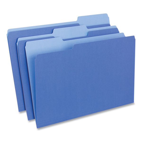 Deluxe Colored Top Tab File Folders, 1/3-Cut Tabs: Assorted, Legal Size, Blue/Light Blue, 100/Box - Image 2
