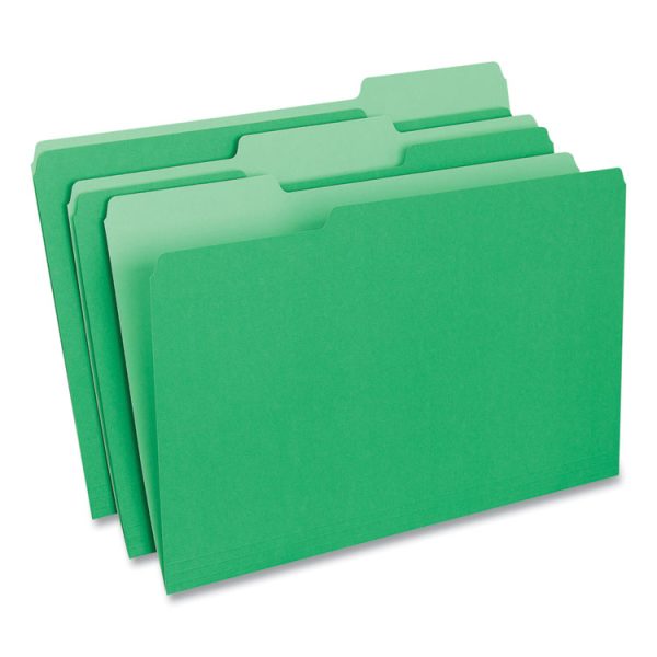 Deluxe Colored Top Tab File Folders, 1/3-Cut Tabs: Assorted, Legal Size, Bright Green/Light Green, 100/Box - Image 2