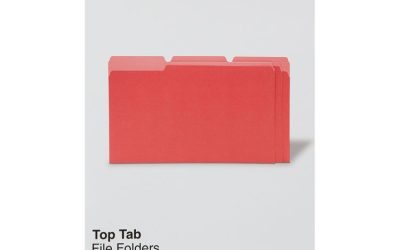 Deluxe Colored Top Tab File Folders, 1/3-Cut Tabs: Assorted, Legal Size, Red/Light Red, 100/Box