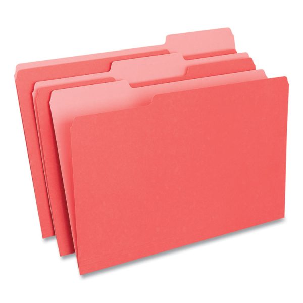 Deluxe Colored Top Tab File Folders, 1/3-Cut Tabs: Assorted, Legal Size, Red/Light Red, 100/Box - Image 2