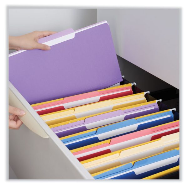 Deluxe Colored Top Tab File Folders, 1/3-Cut Tabs: Assorted, Legal Size, Violet/Light Violet, 100/Box - Image 4