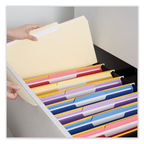 Top Tab File Folders, 1/5-Cut Tabs: Assorted, Letter Size, 0.75" Expansion, Manila, 100/Box - Image 2