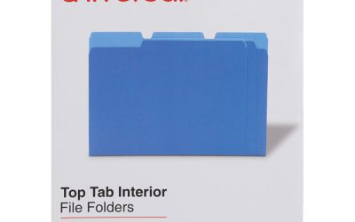 Interior File Folders, 1/3-Cut Tabs: Assorted, Letter Size, 11-pt Stock, Blue, 100/Box
