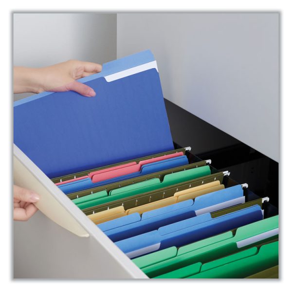 Interior File Folders, 1/3-Cut Tabs: Assorted, Letter Size, 11-pt Stock, Blue, 100/Box - Image 4