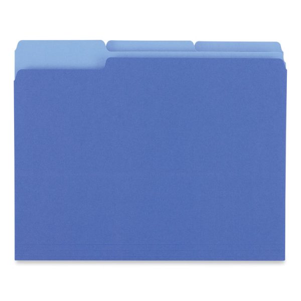 Interior File Folders, 1/3-Cut Tabs: Assorted, Letter Size, 11-pt Stock, Blue, 100/Box - Image 3