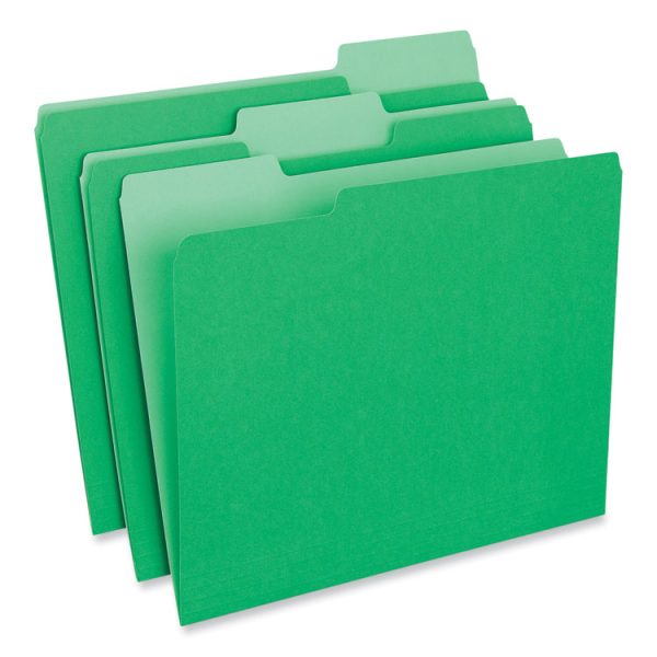 Interior File Folders, 1/3-Cut Tabs: Assorted, Letter Size, 11-pt Stock, Green, 100/Box - Image 2