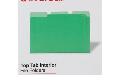 Interior File Folders, 1/3-Cut Tabs: Assorted, Letter Size, 11-pt Stock, Green, 100/Box
