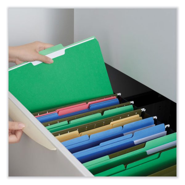 Interior File Folders, 1/3-Cut Tabs: Assorted, Letter Size, 11-pt Stock, Green, 100/Box - Image 4