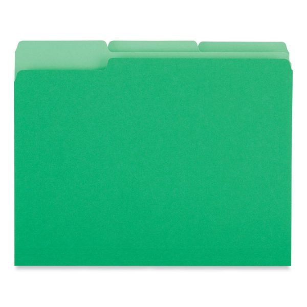 Interior File Folders, 1/3-Cut Tabs: Assorted, Letter Size, 11-pt Stock, Green, 100/Box - Image 3