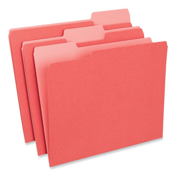 Interior File Folders, 1/3-Cut Tabs: Assorted, Letter Size, 11-pt Stock, Red, 100/Box - Image 2