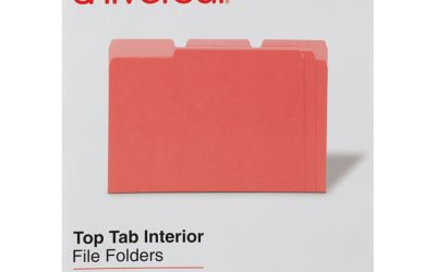 Interior File Folders, 1/3-Cut Tabs: Assorted, Letter Size, 11-pt Stock, Red, 100/Box