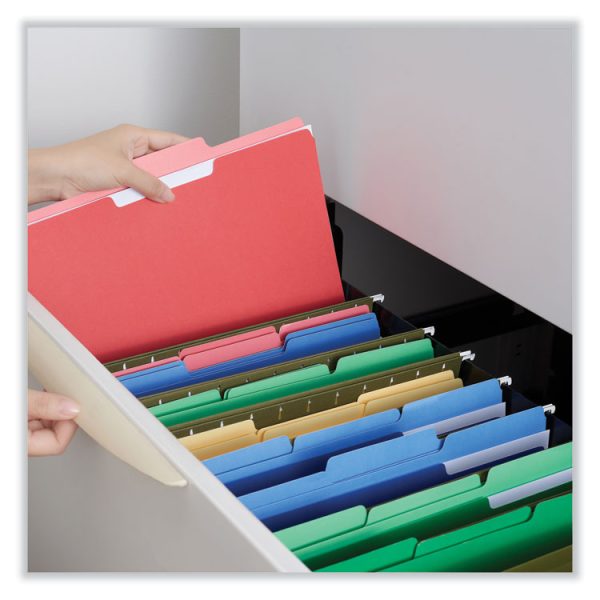 Interior File Folders, 1/3-Cut Tabs: Assorted, Letter Size, 11-pt Stock, Red, 100/Box - Image 4