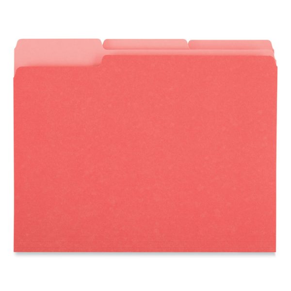 Interior File Folders, 1/3-Cut Tabs: Assorted, Letter Size, 11-pt Stock, Red, 100/Box - Image 3