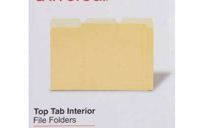 Interior File Folders, 1/3-Cut Tabs: Assorted, Letter Size, 11-pt Stock, Yellow, 100/Box