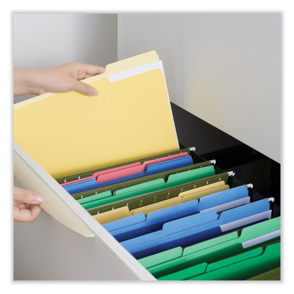 Interior File Folders, 1/3-Cut Tabs: Assorted, Letter Size, 11-pt Stock, Yellow, 100/Box - Image 4