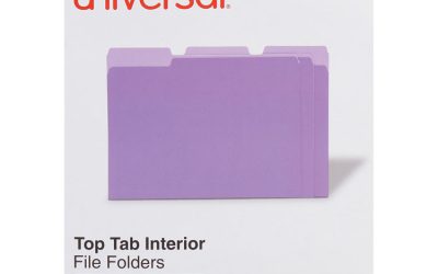 Interior File Folders, 1/3-Cut Tabs: Assorted, Letter Size, 11-pt Stock, Violet, 100/Box