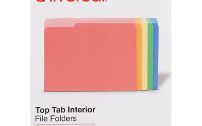 Interior File Folders, 1/3-Cut Tabs: Assorted, Letter Size, 11-pt Stock, Assorted Colors, 100/Box