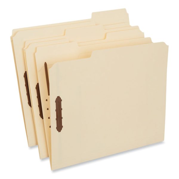 Deluxe Reinforced Top Tab Fastener Folders, 0.75" Expansion, 2 Fasteners, Letter Size, Manila Exterior, 50/Box - Image 2