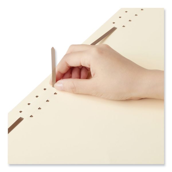 Reinforced Top Tab Fastener Folders, 0.75" Expansion, 2 Fasteners, Legal Size, Manila Exterior, 50/Box - Image 2