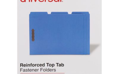 Deluxe Reinforced Top Tab Fastener Folders, 0.75″ Expansion, 2 Fasteners, Letter Size, Blue Exterior, 50/Box