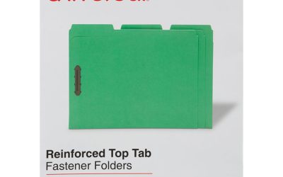 Deluxe Reinforced Top Tab Fastener Folders, 0.75″ Expansion, 2 Fasteners, Letter Size, Green Exterior, 50/Box