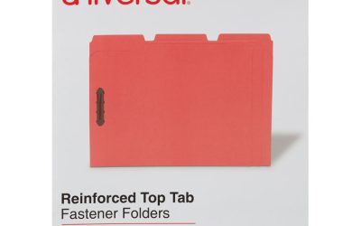 Deluxe Reinforced Top Tab Fastener Folders, 0.75″ Expansion, 2 Fasteners, Letter Size, Red Exterior, 50/Box