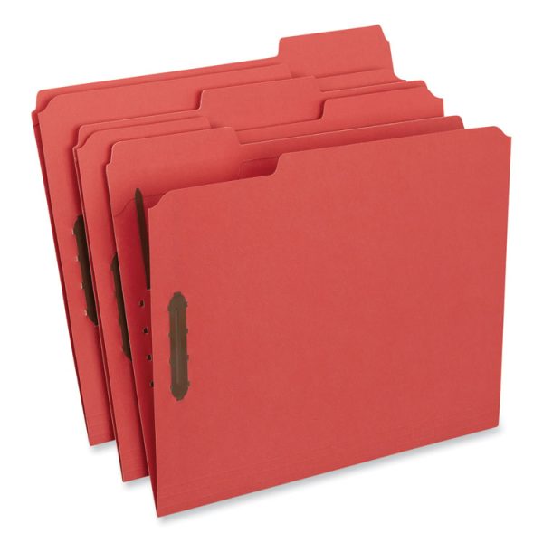Deluxe Reinforced Top Tab Fastener Folders, 0.75" Expansion, 2 Fasteners, Letter Size, Red Exterior, 50/Box - Image 2