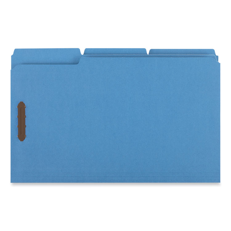 Deluxe Reinforced Top Tab Fastener Folders, 0.75" Expansion, 2 Fasteners, Legal Size, Blue Exterior, 50/Box - Image 3