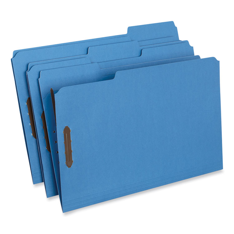 Deluxe Reinforced Top Tab Fastener Folders, 0.75" Expansion, 2 Fasteners, Legal Size, Blue Exterior, 50/Box - Image 2