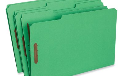 Deluxe Reinforced Top Tab Fastener Folders, 0.75″ Expansion, 2 Fasteners, Legal Size, Green Exterior, 50/Box