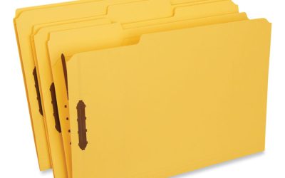 Deluxe Reinforced Top Tab Fastener Folders, 0.75″ Expansion, 2 Fasteners, Legal Size, Yellow Exterior, 50/Box