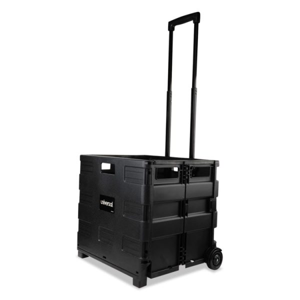 Collapsible Mobile Storage Crate, Plastic, 18.25 x 15 x 18.25 to 39.37, Black - Image 6